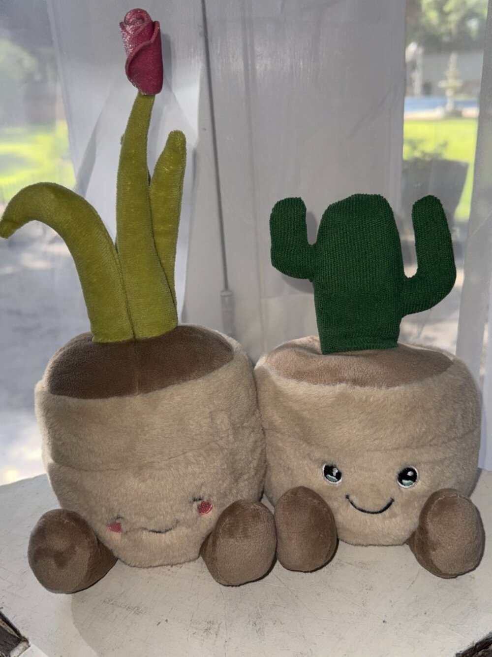 2pc Cactus Pot Stuffed Plush Pink Sky Plant Cute Green & Pink Beige Decor